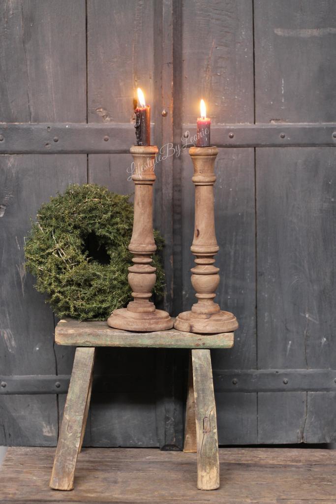 Houten baluster kandelaar dinerkaars naturel 30 cm, Huis en Inrichting, Woonaccessoires | Kandelaars en Kaarsen, Nieuw, Ophalen of Verzenden