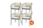Set van 4 - Sara dining tuinstoelen - Rope/Antraciet, Verzenden, Nieuw, Overige materialen