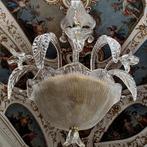 Kroonluchter - Murano-glas, 3 lampen, bloemen en bladeren in