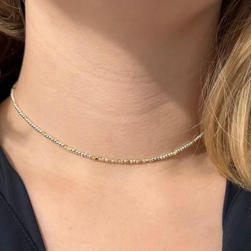 Zilveren choker ketting gele opaal zilveren 2 mm balletjes, Sieraden, Tassen en Uiterlijk, Kettingen, Nieuw, Verzenden