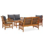 vidaXL 5-delige Loungeset met kussens massief acaciahout, Verzenden, Nieuw, Hout, Loungeset