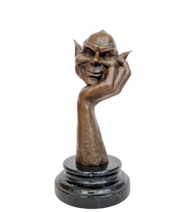sculptuur, Denkende kabouter - goblin - 26 cm - Brons,, Antiek en Kunst, Kunst | Designobjecten