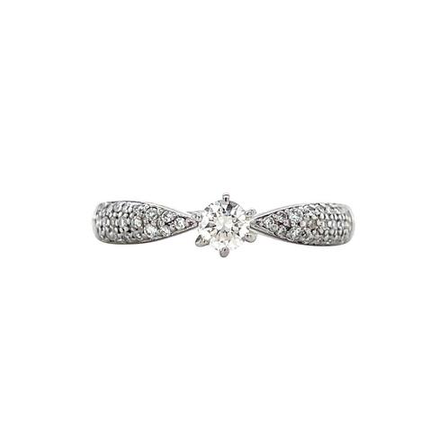 Witgouden ring met diamant 14 karaat, Sieraden, Tassen en Uiterlijk, Ringen, Wit, Zo goed als nieuw, Goud, Verzenden