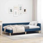 vidaXL Hoek Bed Frame Blauw 80 x 200 cm Stof en Geengineerd, Huis en Inrichting, Slaapkamer | Bedden, Verzenden, Nieuw, Blauw