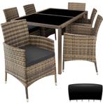 Wicker zitgroep Porto 6+1 met beschermhoes - natuur/donkergr, Tuin en Terras, Tuinsets en Loungesets, Verzenden, Nieuw
