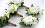 Luxe corsage, corsage van zijdebloemen wit/groen boutonnière, Huis en Inrichting, Woonaccessoires | Kunstplanten en Kunstbloemen