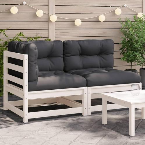 vidaXL Tuinbank 2-zits met kussens massief grenenhout wit, Tuin en Terras, Tuinsets en Loungesets, Nieuw, Verzenden