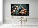 753 - Schilderij, ook in grote afmetingen, pauw met bloemen, Oorspronkelijke maker, Verzenden, Nieuw, Schilderij