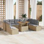 vidaXL Tuin Sofa Set met opslag 10 pcs Beige Poly riet, Tuin en Terras, Verzenden, Nieuw, Rotan