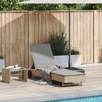 vidaXL Ligbed met wielen en kussen poly rattan beige, Verzenden, Nieuw