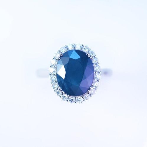 Zonder Minimumprijs - Ring Platina - 5.38ct. tw. Saffier -, Sieraden, Tassen en Uiterlijk, Ringen