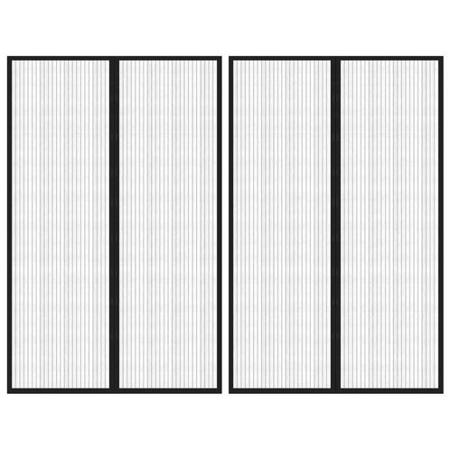 vidaXL Insectendeurgordijnen 2 st magnetisch 220x130 cm, Huis en Inrichting, Stoffering | Gordijnen en Lamellen, Zwart, Nieuw