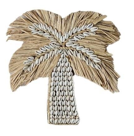 Wanddecoratie schelpen palmboom 20x20x1cm, Tuin en Terras, Tuinwanddecoratie, Verzenden