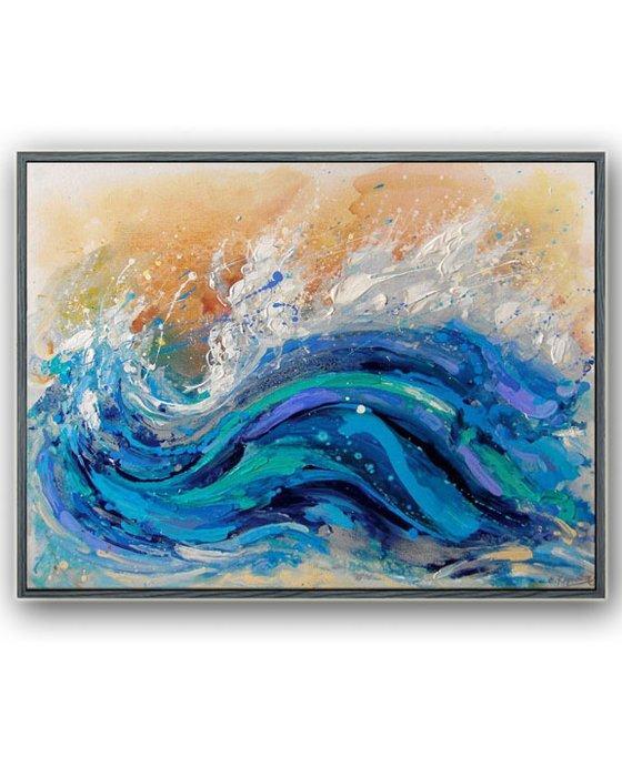 ART-IKarpikioti - Abstract Seascape “Blue Waves” / ONE OF A, Antiek en Kunst, Kunst | Schilderijen | Modern