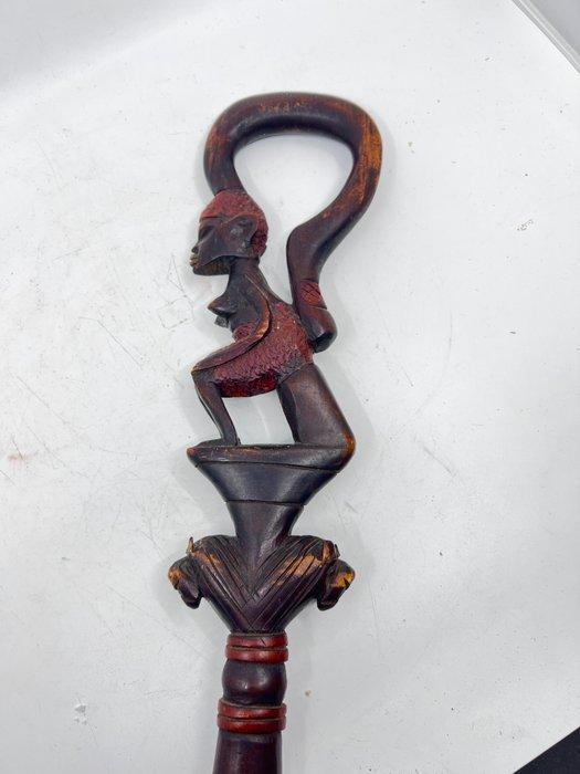 Wandelstok - Hout - Wandelstok houtsnijwerk, Antiek en Kunst, Curiosa en Brocante