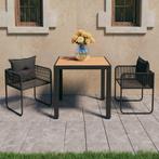 vidaXL 3-delige Tuinset PVC-rattan zwart en bruin, Tuin en Terras, Tuinsets en Loungesets, 2 zitplaatsen, Kunststof, Verzenden
