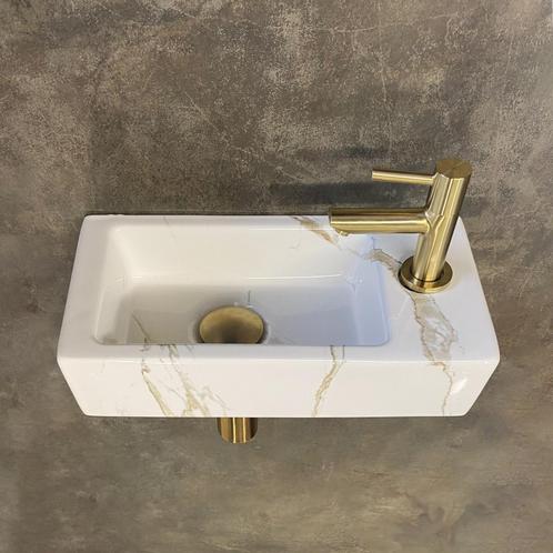 Fonteinset BWS Rinka 36x18x9 cm Rechts Carrara Messing, Doe-het-zelf en Verbouw, Sanitair, Overige typen, Nieuw, Ophalen of Verzenden
