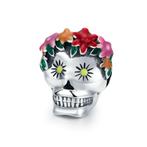 Halloween Schedel met Bloemen Bedel Charm Pandora compatible, Nieuw, Overige merken, Verzenden