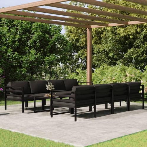 vidaXL 9-delige Loungeset met kussens aluminium, Tuin en Terras, Tuinsets en Loungesets, Loungeset, Nieuw, Aluminium, Verzenden