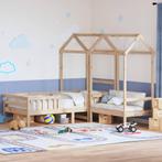 vidaXL Kinderbed 75x190 cm met dak massief grenenhout, Huis en Inrichting, Slaapkamer | Bedden, Eenpersoons, Bruin, Verzenden