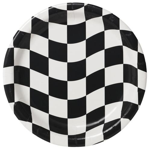 Zwart Witte Borden Geblokt 23cm 8st, Hobby en Vrije tijd, Feestartikelen, Nieuw, Verzenden