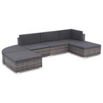 vidaXL 6-delige Loungeset met kussens poly rattan grijs, Tuin en Terras, Tuinsets en Loungesets, 6 zitplaatsen, Nieuw, Loungeset
