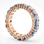 Ring - 14 karaat Roségoud - 6.03ct. tw. Saffier - IGI, Nieuw