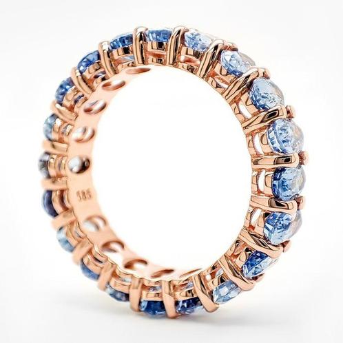Ring - 14 karaat Roségoud - 6.03ct. tw. Saffier - IGI, Sieraden, Tassen en Uiterlijk, Ringen