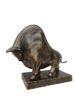 Beeld, Bizon op blok in brons - 18 cm - Brons, Antiek en Kunst