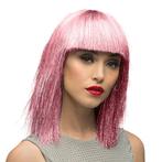 Pruik Lange Bobline Crazy Roze, Kleding | Dames, Carnavalskleding en Feestkleding, Ophalen of Verzenden, Nieuw
