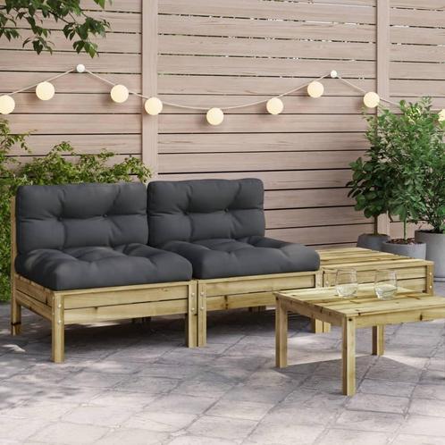 vidaXL Tuinbank 2-zits met kussens en voetenbank, Tuin en Terras, Tuinsets en Loungesets, Nieuw, Verzenden