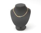 Een 14 krt. bicolor gouden collier bezet met diamant, Sieraden, Tassen en Uiterlijk, Kettingen, Gebruikt