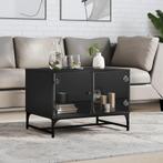 vidaXL Salontafel met glazen deuren 68,5x50x50 cm zwart, 50 tot 100 cm, 50 tot 75 cm, Verzenden, Nieuw