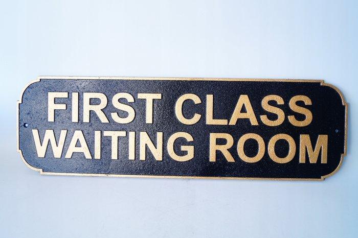 Reclamebord - First Class Wachtkamer - 59,5 cm - Metaal, Antiek en Kunst, Curiosa en Brocante