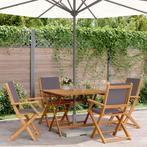 vidaXL 5-delige Tuinset massief hout en stof, Tuin en Terras, Tuinsets en Loungesets, Verzenden, Nieuw, Hardhout, Tuinset