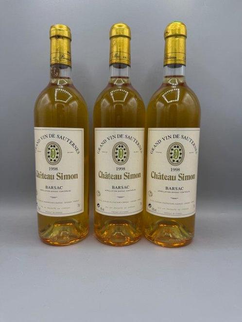 1998 Château Simon - Barsac Grand Cru - 3 Flessen (0.75, Verzamelen, Wijnen