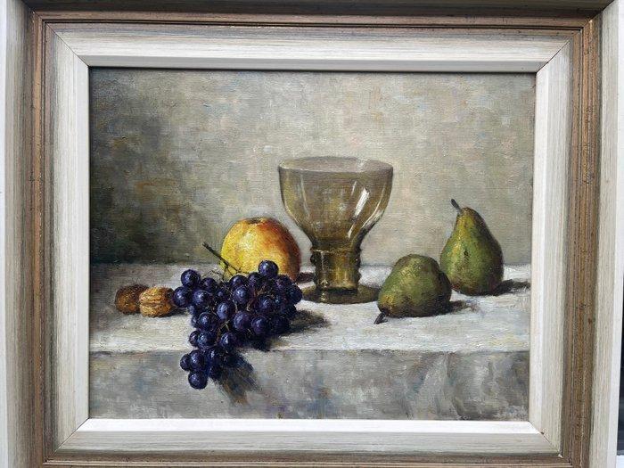 Hollandse School (XX) - Stilleven met Glas en Peren, Antiek en Kunst, Kunst | Schilderijen | Klassiek