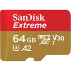 SanDisk Extreme MicroSDXC 64GB + SD Adapter, Audio, Tv en Foto, Fotografie | Geheugenkaarten, Nieuw, Overige merken, Overige typen