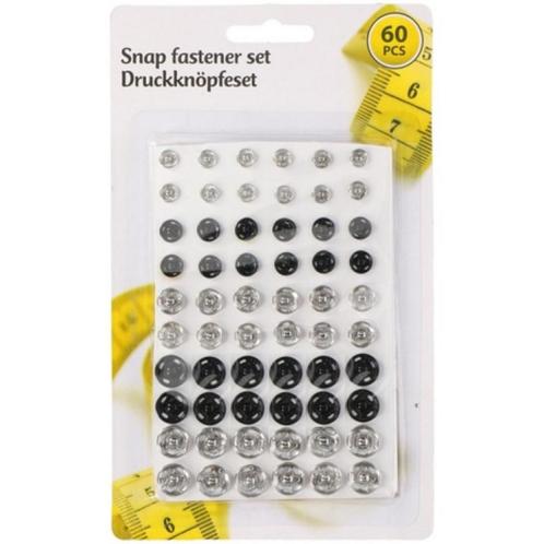 Lifetime Drukknoppenset - Zwart/Zilver - 60-delig - Diver..., Hobby en Vrije tijd, Naaien en Fournituren, Nieuw, Ophalen of Verzenden