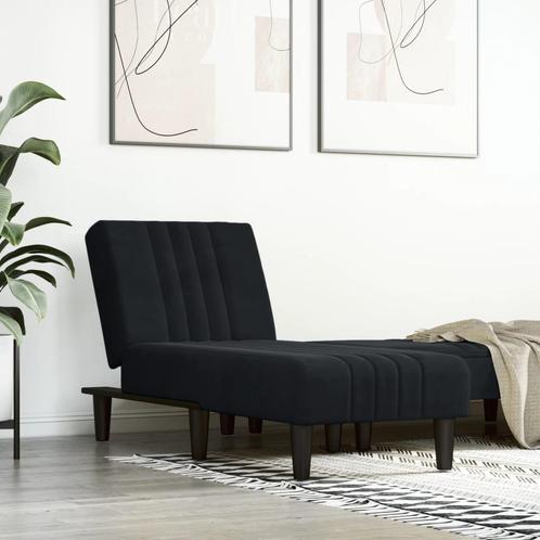 vidaXL Chaise longue fluweel zwart, Huis en Inrichting, Banken | Sofa's en Chaises Longues, Nieuw, Verzenden