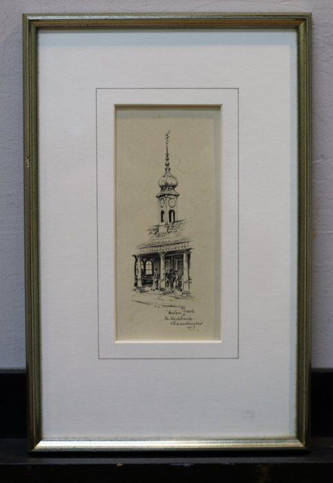 Anton Pieck 1895-1987. - Visbank in Vlaardingen 1942, Antiek en Kunst, Kunst | Schilderijen | Klassiek