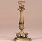 Stel van 2 bronze Franse kandelaren Charles dix op klauwpot, Antiek en Kunst, Ophalen of Verzenden