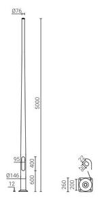 5,0 m hard geanodiseerde aluminium cameramast, Nieuw