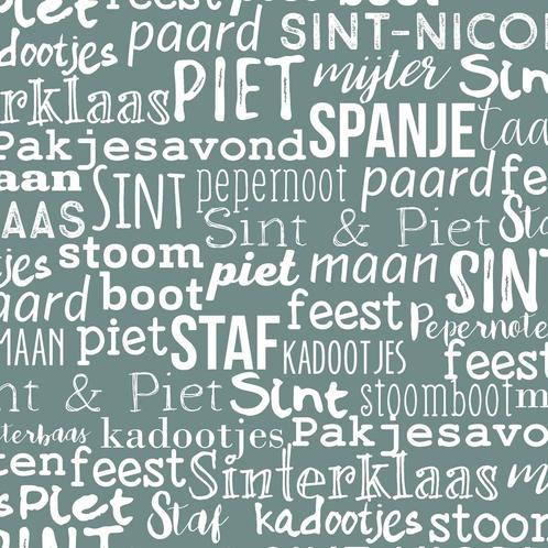 Cadeaupapier Sinterklaas Handlettering Grijs - Breedte 70 cm, Diversen, Sinterklaas, Nieuw, Ophalen of Verzenden