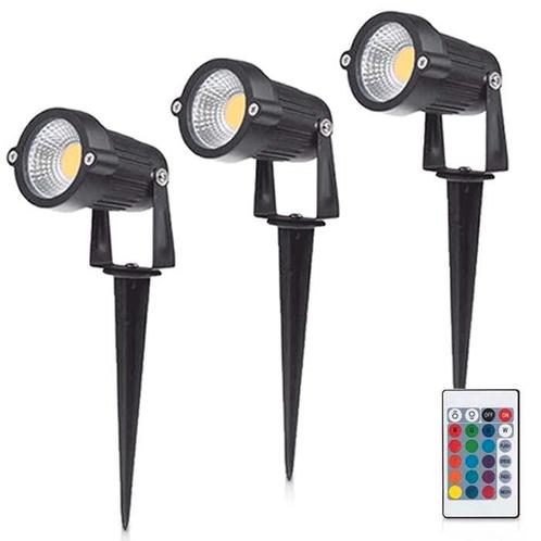Set van 3 Tuinspots Burano | 6 watt | RGBW | IP65 | Mat zwar, Tuin en Terras, Buitenverlichting, Spots, Nieuw, Minder dan 50 watt