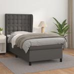 vidaXL Boxspring met matras kunstleer grijs 90x190 cm, Overige materialen, 90 cm, Eenpersoons, Verzenden