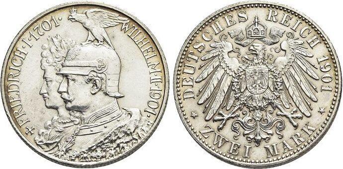 2 Mark 1901 A Pruisen Wilhelm Ii 1888-1918, Postzegels en Munten, Munten | Europa | Niet-Euromunten, Verzenden