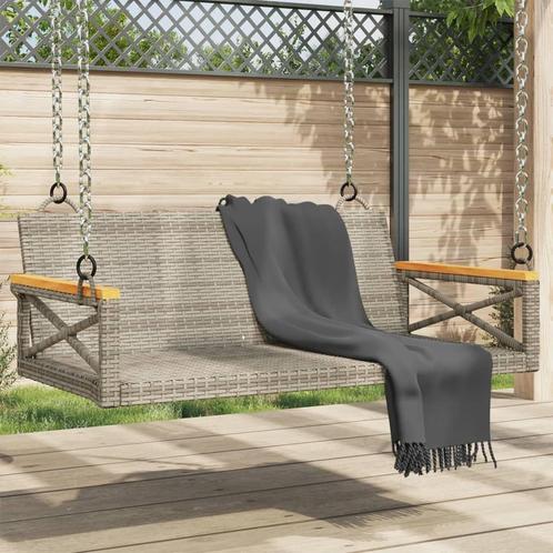 vidaXL Schommelbank 109x62x40 cm poly rattan grijs, Tuin en Terras, Tuinbanken, Nieuw, Rotan, Verzenden