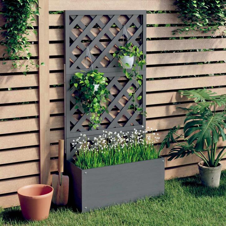 vidaXL Plantenbak met latwerk 65x33x135 cm HKC, Tuin en Terras, Bloembakken en Plantenbakken, 60 tot 100 cm, Nieuw, Hout, 60 cm of meer