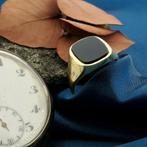 Gouden zegelring met onyx., Gebruikt, Overige kleuren, 20 of groter, Heer